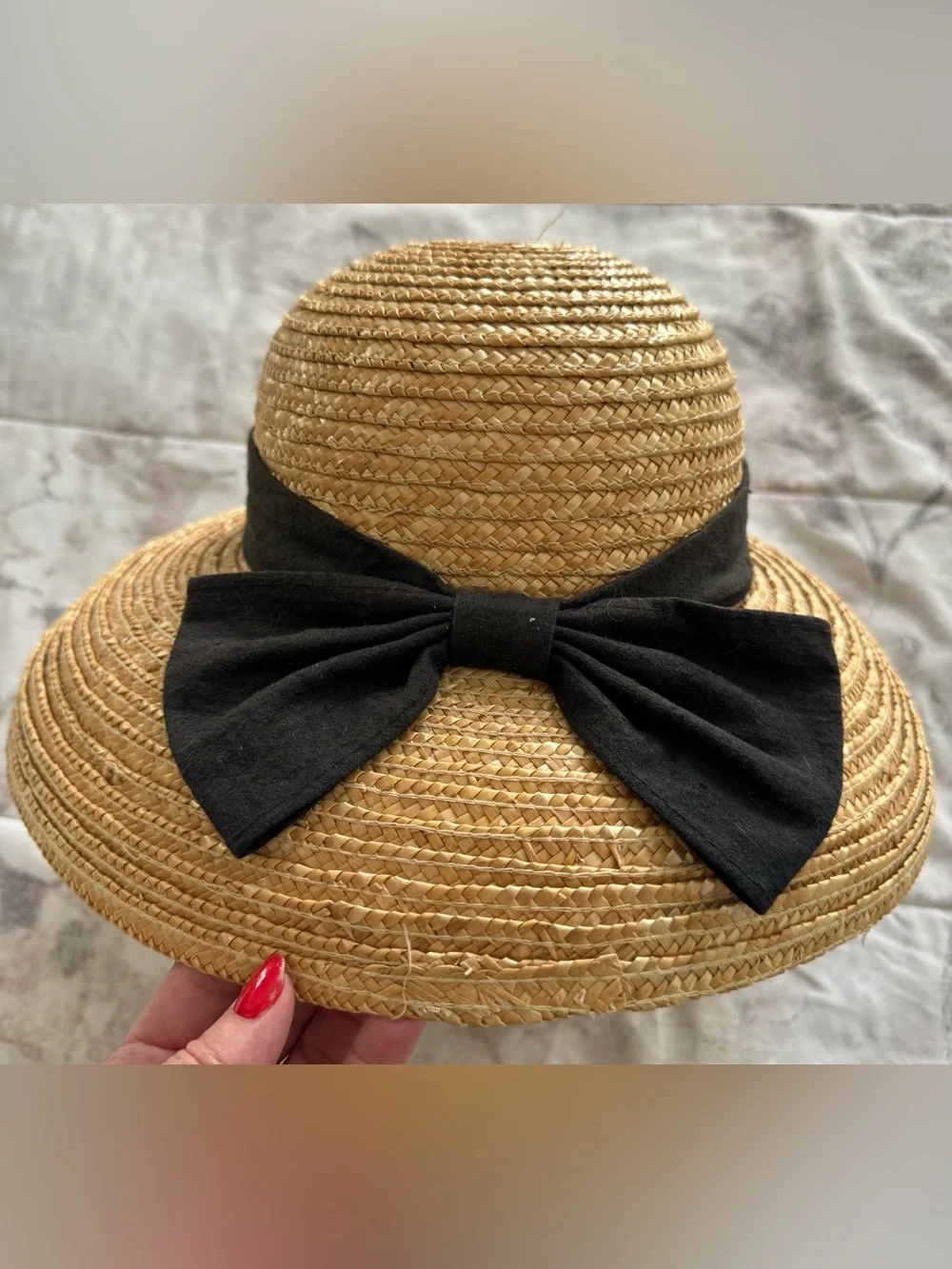 I Shalom Co 100% Straw Sun Hat with Black Bow beach summer vacation rodeo casual
